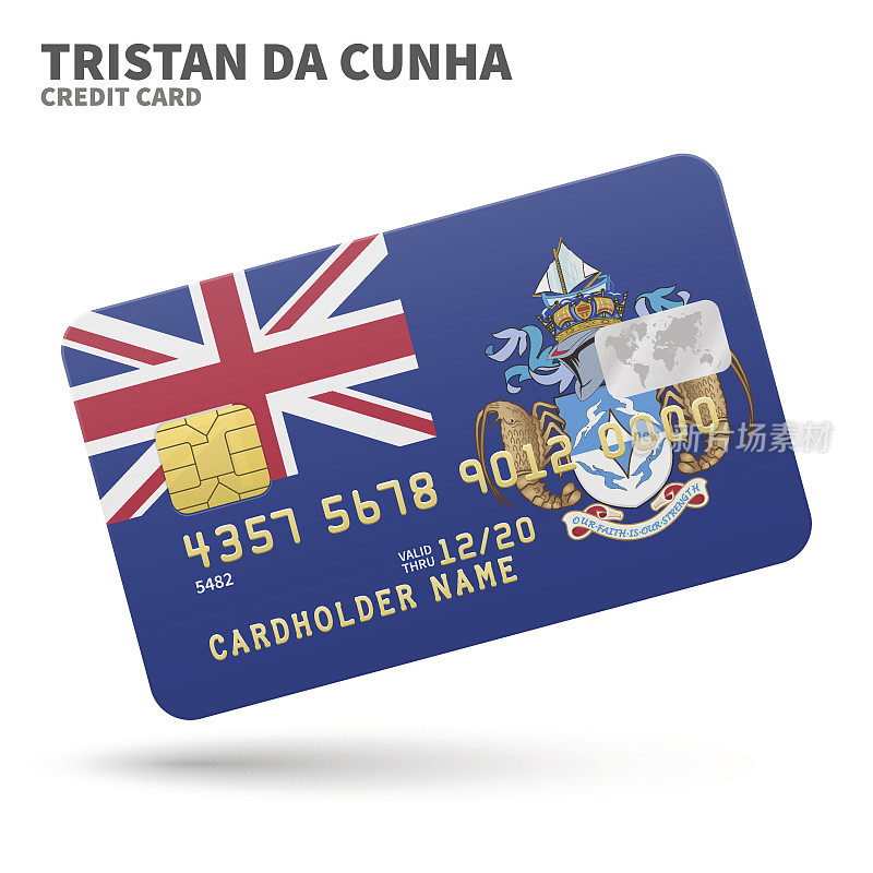 Credit card with Tristan da Cunha flag background for bank